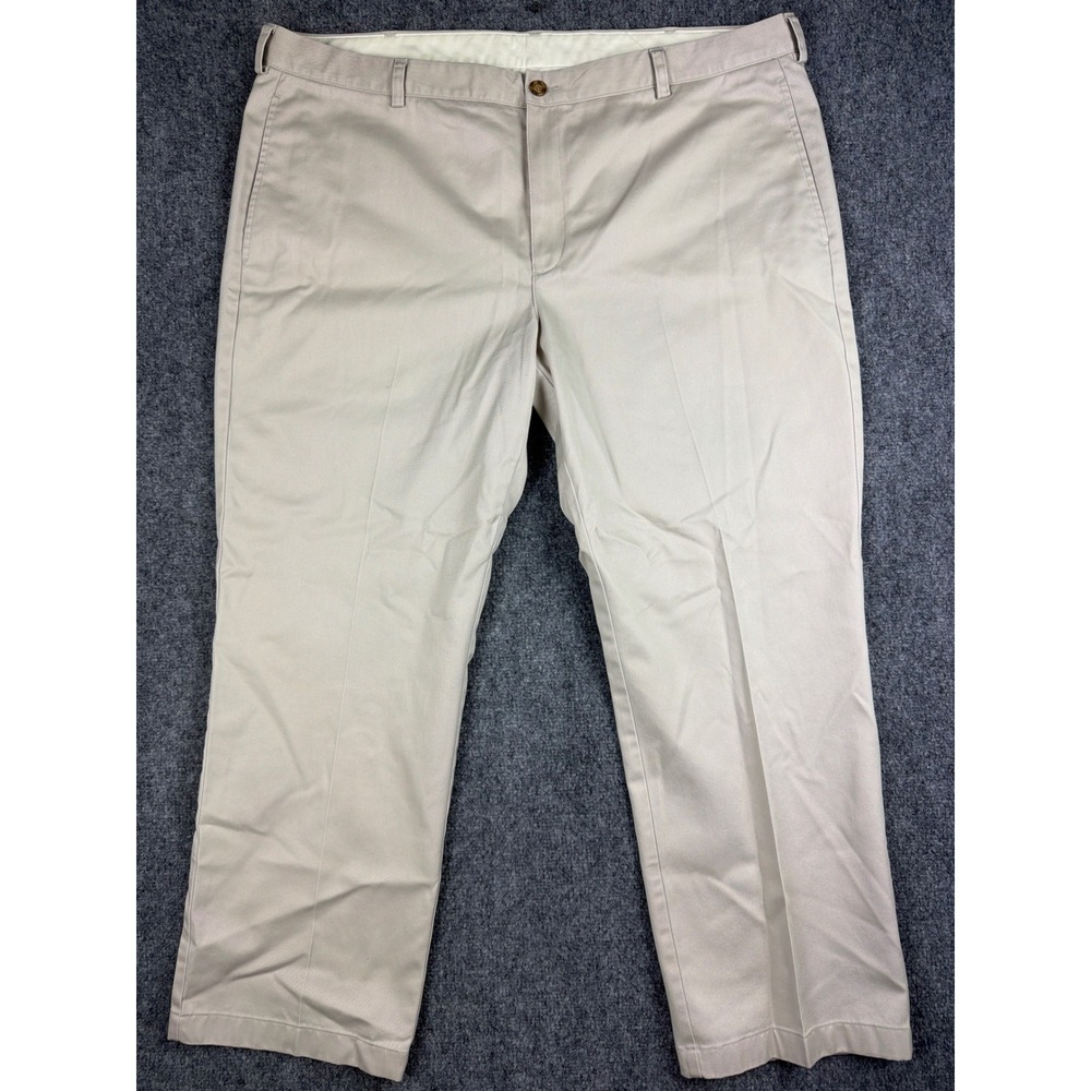 LL Bean Mens 42x30 Standard Fit Chino Pants Tan Khaki Cotton Twill